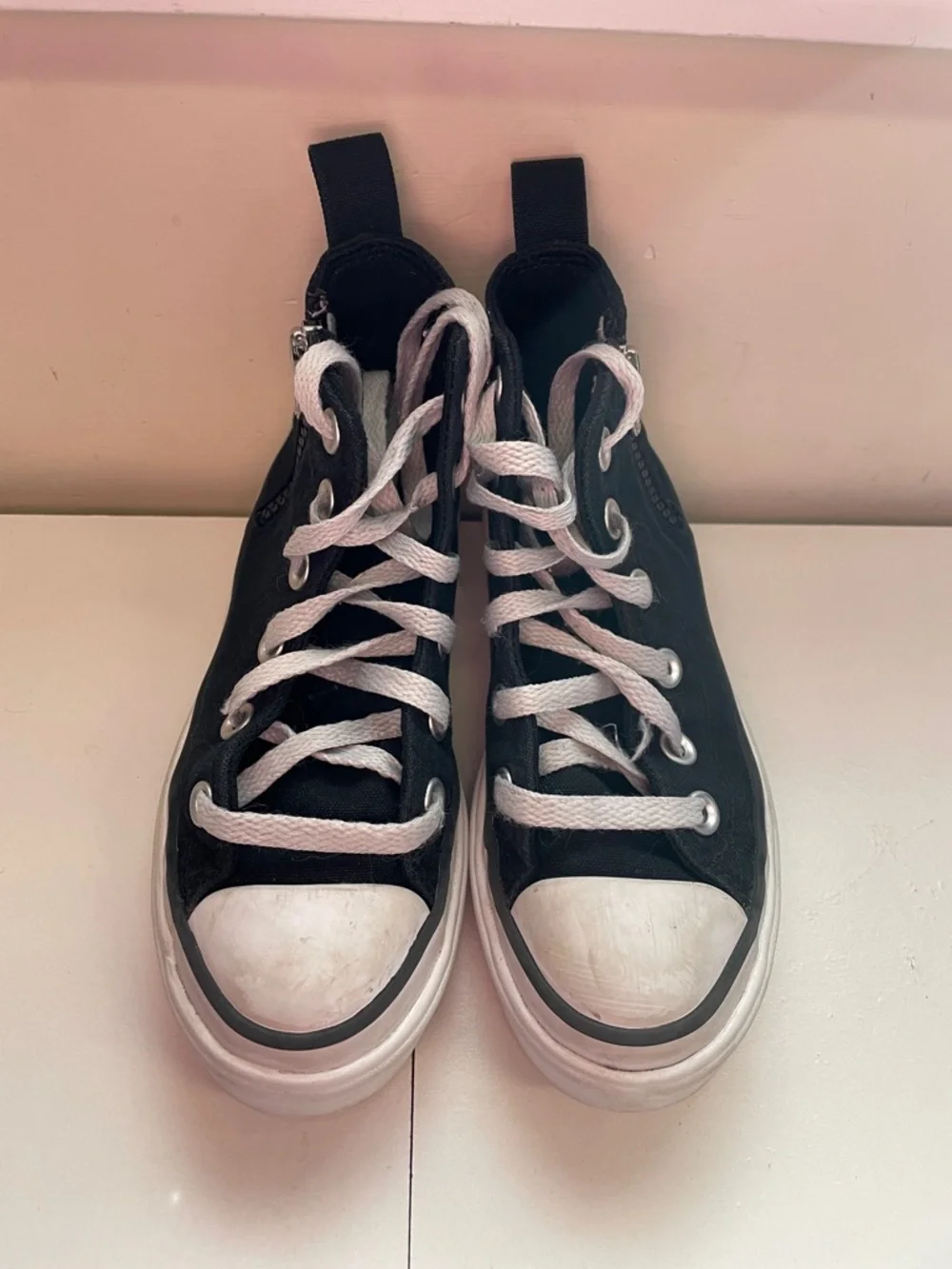 Converse Kids Black High-Top platform Canvas Sneakers